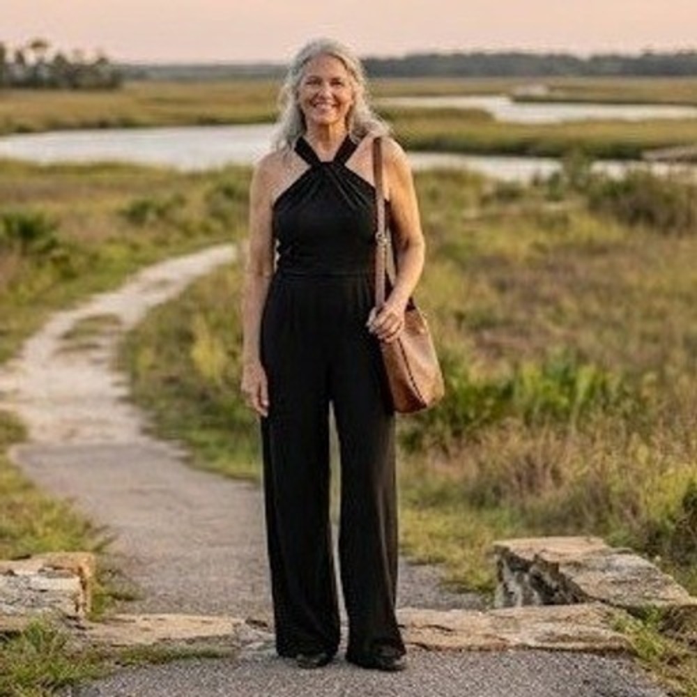 NWT Chicos Travelers Tall/Long Size L Twist Front Jumpsuit Black Wide Leg Halter